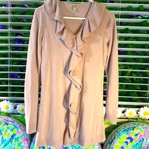 One World champagne ruffle sweater